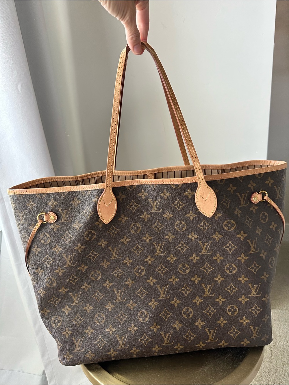 Louis Vuitton Monogram Shoulder Tote in Brown and Tan